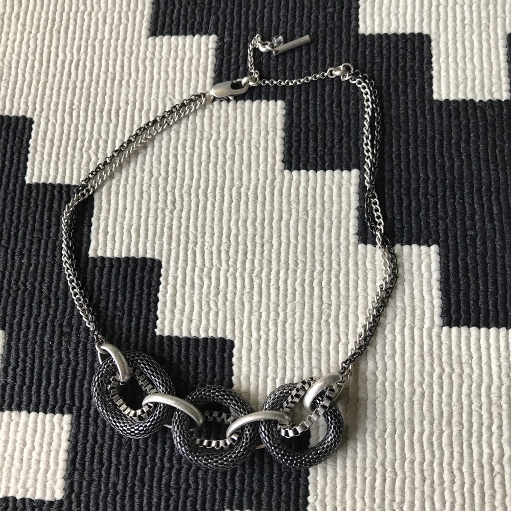 Silver/Grey Chain Metal Chucky Statement Necklace